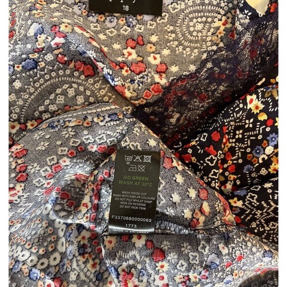 Papaya Womens Navy Multicolor Floral Pattern Lace Sleeveless Pullover Top SZ 18 - Picture 7 of 8